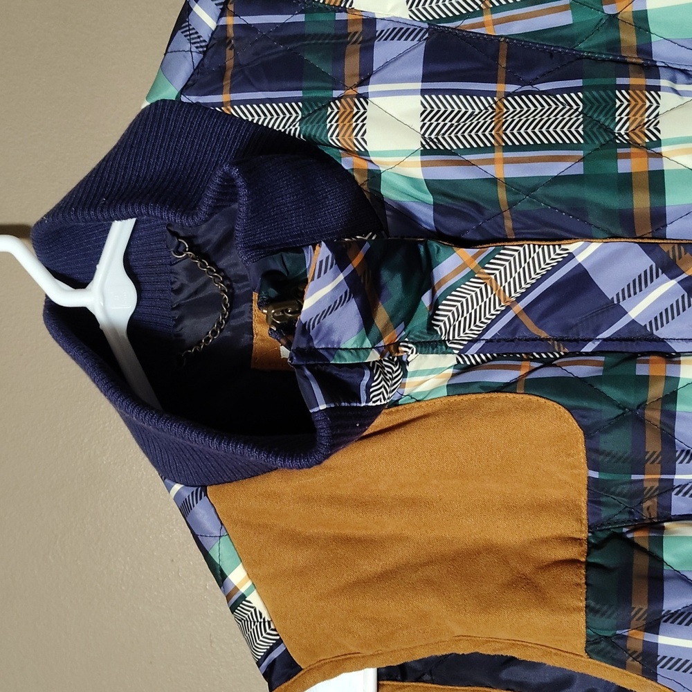 Bob Timberlake Blue & Tan Plaid Puffer Full Zip Vest Size L - Picture 3 of 8
